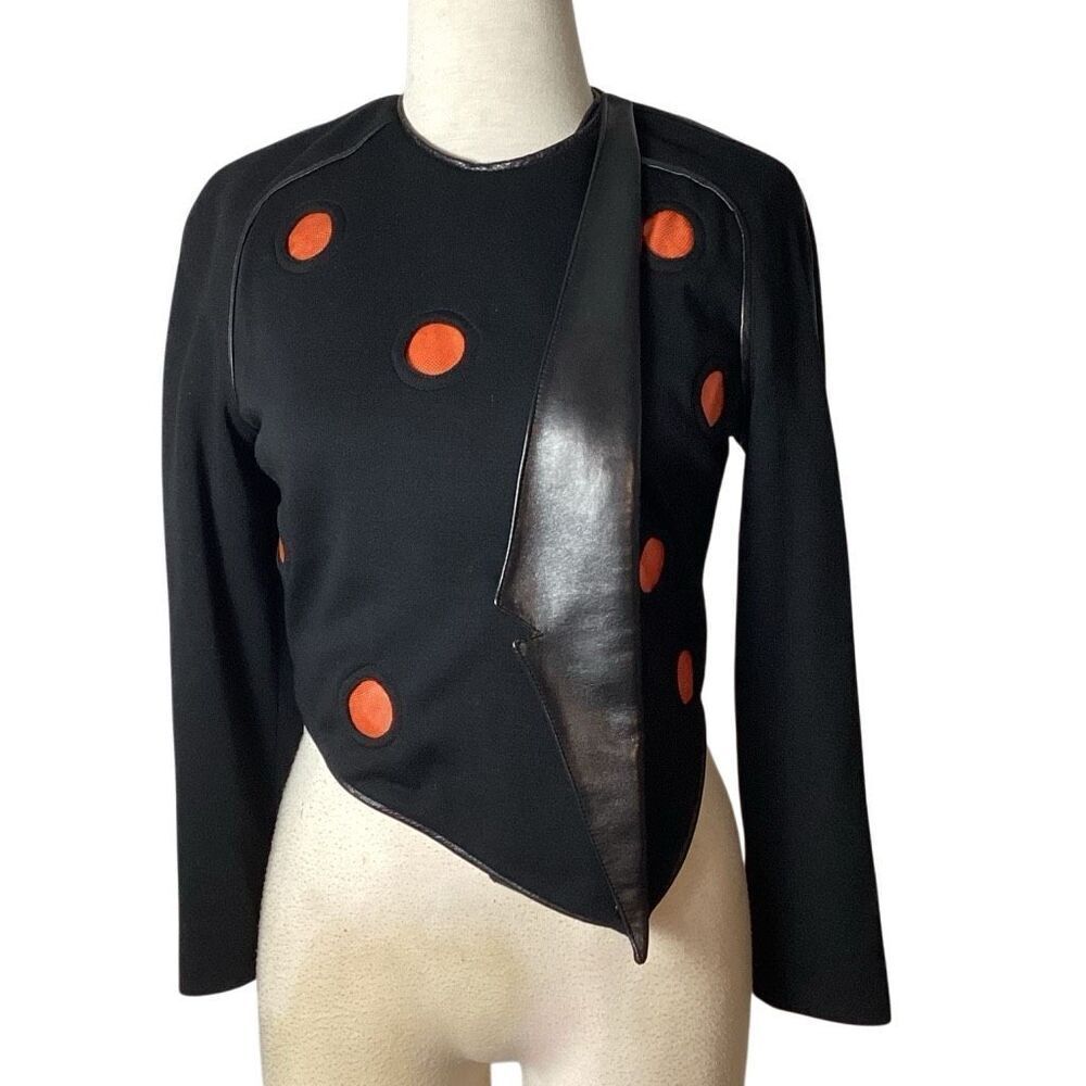 Vintage Jimmy Gamba 100% Wool Leather Avant-garde Jacket Black Women’s 6